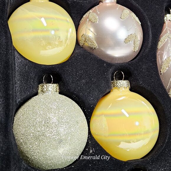 Be Merry Home Mercury Glass Ornament Balls 20 Pink Iridescent Yellow Gold Beaded - Picture 7 of 11